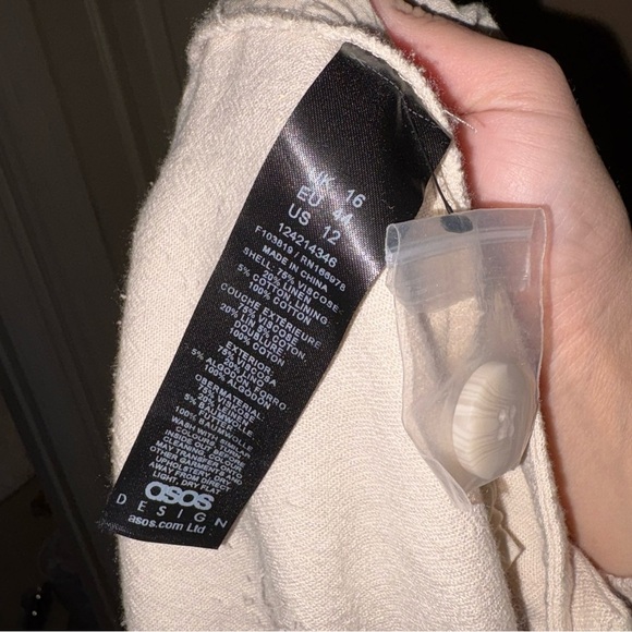 ASOS DESIGN wide leg dad pants‎ linen stone tan size 12 - Picture 6 of 7